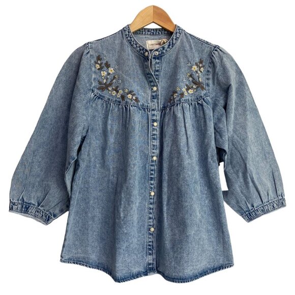 Driftwood embroidered denim top - Picture 1 of 13